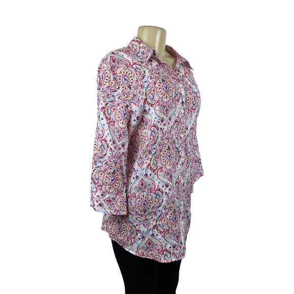 Chico’s Women's Pink Button Down Shirt Sz 3 - Picture 2 of 8